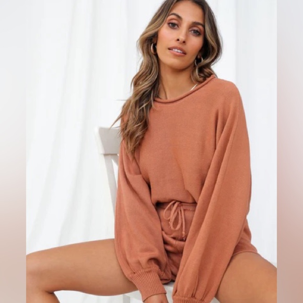 Hello Molly Flight Mode Crop Sweater Tan (Size Small)